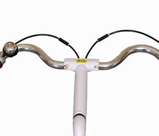 STRIDA Moustache / M-steer HANDLE BAR KIT: Silver M-bar, with brown leather grip,silver brake lever and brake cables - ST-MHB-001 - steer - strida
